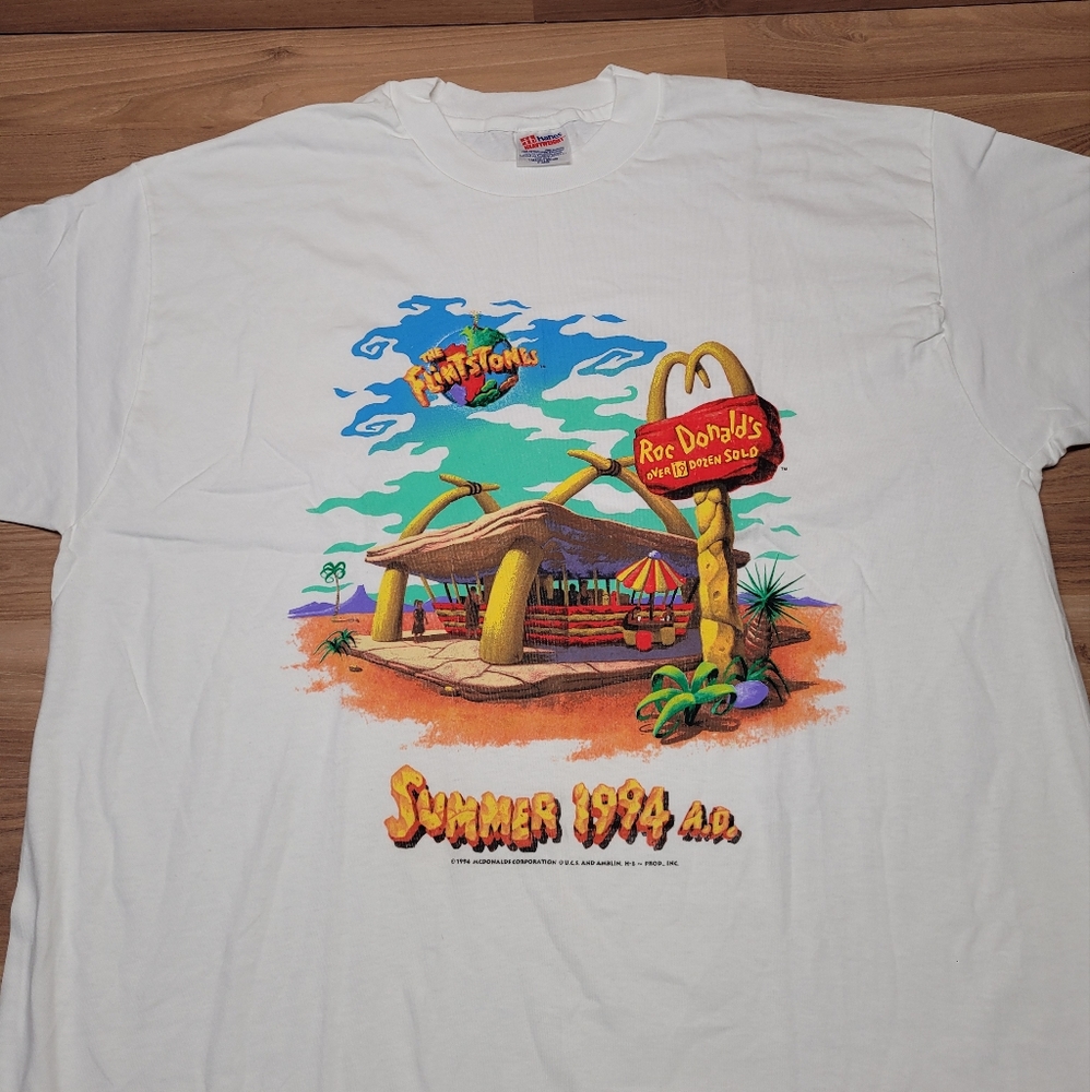 Vintage 1994 The Flintstones Movie T-Shirt Promo Tee McDonalds Size XL
